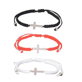 Caiyao 3Pcs Cross Braided String Bracelets Handmade Adjustable Friendship Cross Lucky Protection Waterproof Rope Bangle for Women Men
