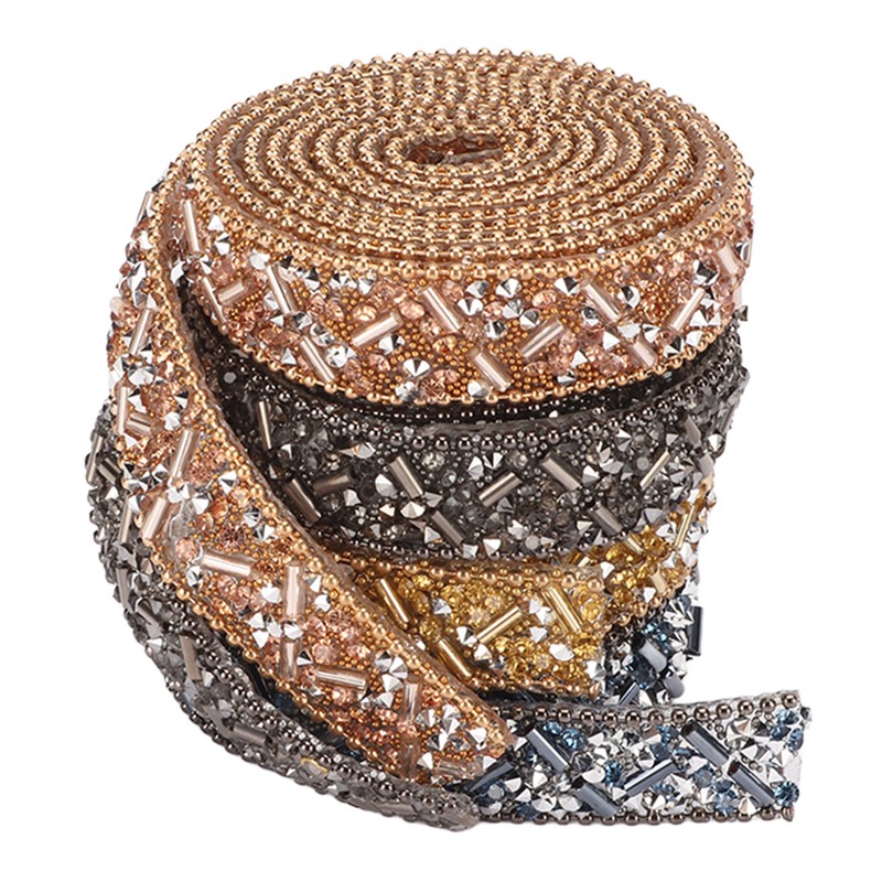 4Pcs Crystal Rhinestone Ribbon Self Adhesive Cuttable Shiny Rhinestone Ribbon