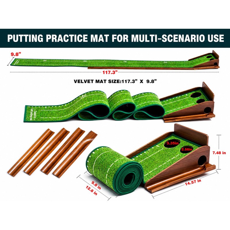 TiwisiTe Putting Green Indoor, 9.8 FT Golf Mat with Automatic