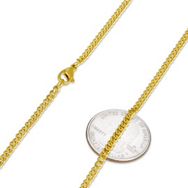 The Bling Factory Men's 3.1Mm 24K Yellow Plated Stainless Steel Flat Cuban Link Curb Chain Necklace, 29.5 Inches Gold