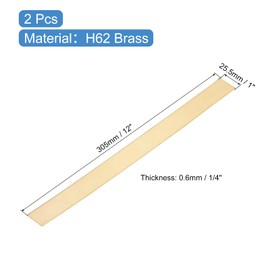 uxcell 2 Pcs H62 Brass Flat Bar Stock, 0.02"x1"x12" Square Metal Solid Brass Bars for Knife Making DIY Handicrafts Architectural Decoration Industry Thermal Conductivity