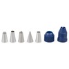 Zyliss E980215 Spritzbeutel Set, Baumwolle/Edelstahl, Pfeifen-Zuckerguss/Kuchendekoration/Zuckerguss/Gebäckfüllung, Wiederverwendbare Baumwollbeutel, Inklusive 5