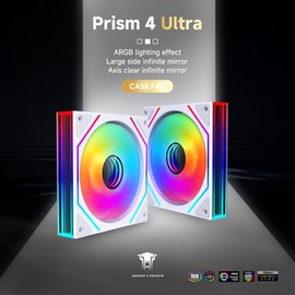 Jungle Leopard Prism4 Ultra 120mm PC Reverse Blade ARGB PC Case Fan - Dual Infinite Mirror, Ultra-Quiet 9-Blade Design, Motherboard Sync & Daisy Chain Fans (White-3Pack)
