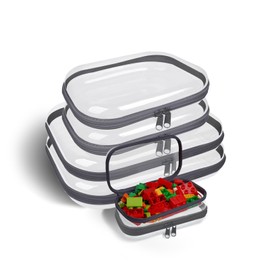 honitty Clear Hard Shell Zipper Case,6PCS Transparent Clear Zipper Pouches,Hard Side Plastic Case Set,Portable Travel Storage Organizer Bins, 6pcs-BK-LMS