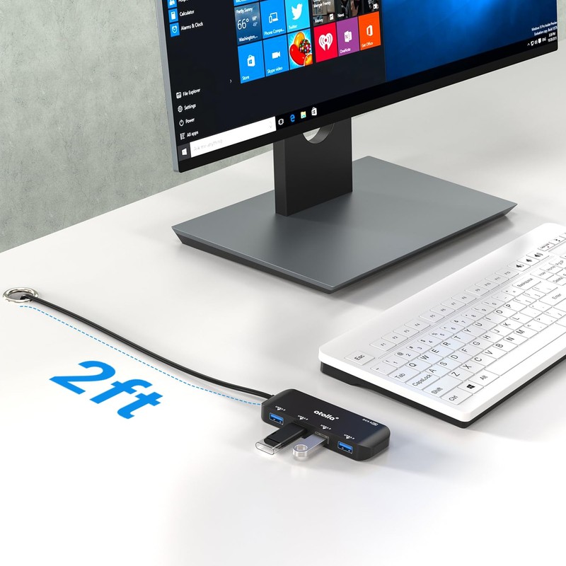 USB Hub, 4-Port USB 3.0 Hub with 2ft Cable, Ultra-Slim