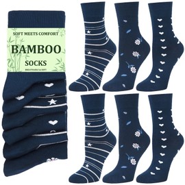 6 Pairs Women Bamboo Socks Newest Designs Soft Ladies Sock Breathable Comfortable Gifts for Women，Color 4,One Size