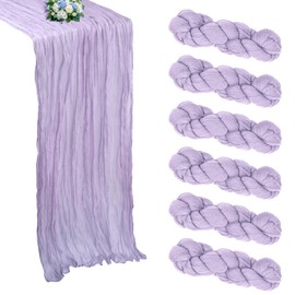 RestfulGlow 6 Pack Lavender Cheesecloth Table Runner 10FT Boho Cheese Cloths Gauze Fabric Table Runners 120 Inch Rustic Sheer for Wedding Birthday Party Baby Shower Centerpiece Home Decorations