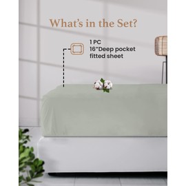 Good Sleep Bedding King Fitted Sheet, Soft & Breathable Cotton Fitted Bed Sheets King Size, Luxury Hotel Style 41 cm Deep Fitted Sheets King Bed, Sateen Weave King Bed Sheet - Sage