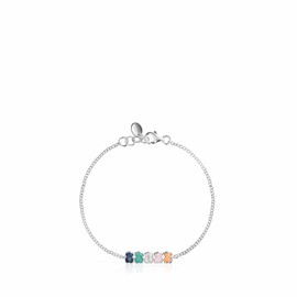 TOUS Pulsera de Plata de Primera Ley para Mujer con Gemas de Cuarzo de 2cm, 17,5cm de Largo, Elegante y Original, Colección TOUS Mini Color