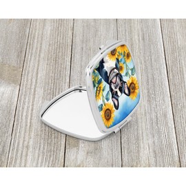 Caroline's Treasures French Bulldog in Sunflowers Compact Mirror Decorative Travel Makeup Mirror for Women Girls Gifts Pocket Makeup Mirror Folding Handheld