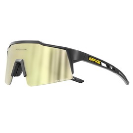 KAPVOE Polarized Sunglasses UV Protection for Women Men Cycling Sunglasses TR90 Frame MTB Running Mountain Bike Glasses Riding Baseball Bicycle 14 Black Gold