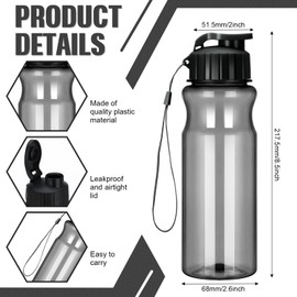 Tioncy 20 Pieces Plastic Water Bottles for Adults Bulk 17 oz Sport Drink Bottles with Handle Strap Lightweight Leakproof Drink Flip Top Bottles for Party Outdoor(Black)