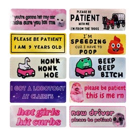 UHANBUT 10PCS Funny Car Bumper Magnet Sticker Decals, Waterproof Hilarious Gag Magnetic Warning Sign Stickers, Reusable Joke Automotive Exterior Decoration Accessories for Cars Trucks