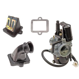 Set: Carburettor Intake Manifold Membrane Block Suitable for Peugeot Speedfight 3 & 4, Streetzone, Citystar, Django, JetForce, Kisbee, Ludix, Vivacity 50 2T - Includes E-Choke