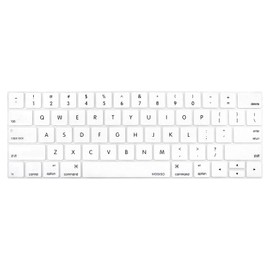MOSISO Keyboard Cover Compatible with MacBook Pro with Touch Bar 13 and 15 inch 2019 2018 2017 2016 (Model: A2159, A1989, A1990, A1706, A1707), Silicone Skin Protector, White