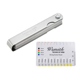PATIKIL Feeler Gauge Dual Marked Measuring Tool 32 Blades Stainless Steel Silver and Gold String Action Ruler for Guitar Player