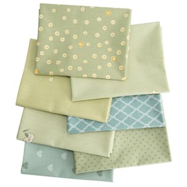 Qililandiy Cotton Fabric, 100% Cotton Sewing Fabrics with Various Patterns, Patchwork, DIY Fabric Package, 46 x 56 cm, Cut Fabric Squares for Sewing, Craft, Decoration (7 Pieces, Green)