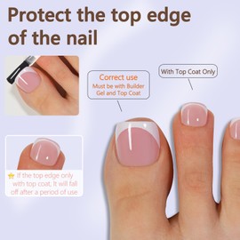 Misssix Press On Toe nails Short, 150Pcs Pink French Toe Nail Tips, Square Soft Gel Fake Toe Nail Tips Extensions for Women Nail Art DIY 15 Sizes