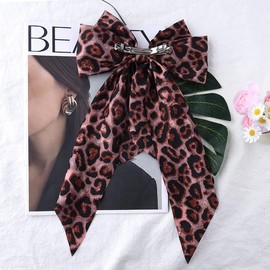 Pink Leopard Print Ribbon Bow for Hair Leopard Hair Barrettes for Women Girls Pink Leopard Print Hair Clips for Women's Hair Leopard Print Hair Accessories for Girls Women Leopard Hair Bow Hair Pins