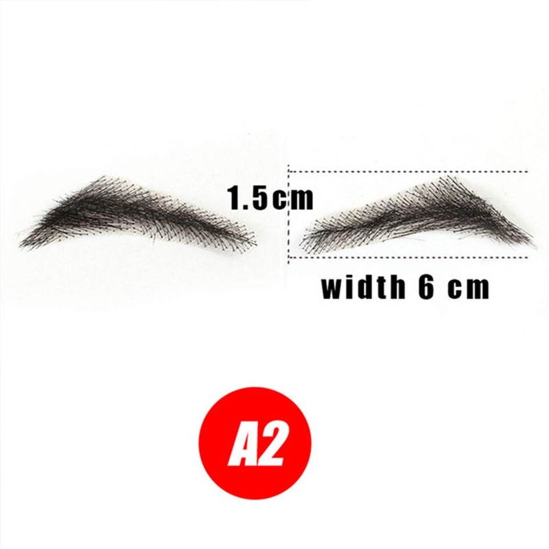 100% Human Hair False Brows for Men and Women Re-Usable