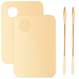 Pack of 2 Acrylic Makeup Mixing Palette with 2 Make-Up Spatula, Foundation Mixing Tray Cosmetic Palette Mixer Make Up Palette for Foundation