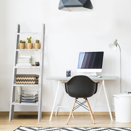 KIAYACI Ladder Shelf Rustic Vintage Blanket Ladder Decorative Wood Ladder Shelf for Living Room Bedroom Bathroom (Retro White, 63" x 22")