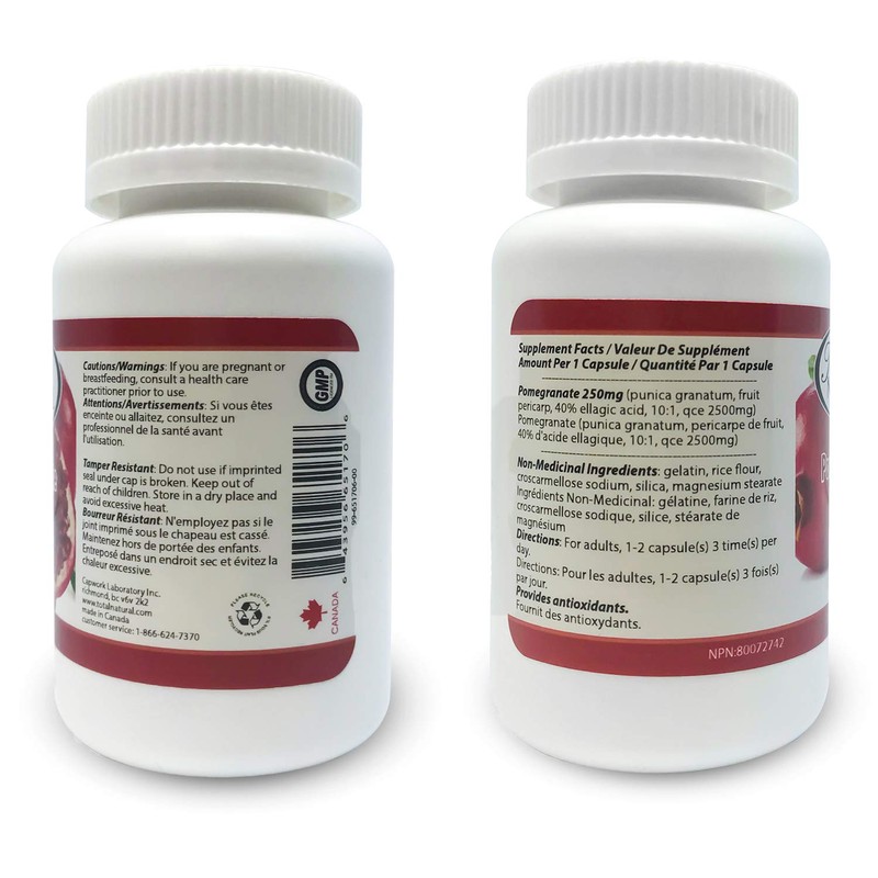 Pomegranate Extract 250mg 90c [1 bottle] by Total Natural, Kidney