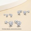 Estrellique 925 Sterling Silver Stud Earrings, Silver Small Zirconia Stud