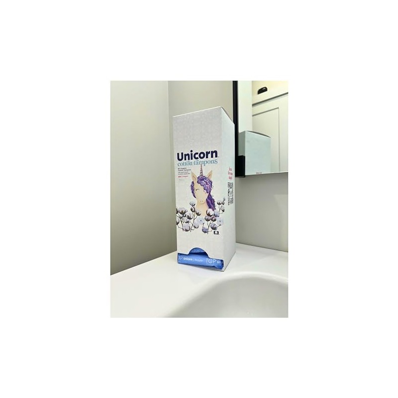 UNICORN Tampons, Organic Plant-Based Compact Applicator Regular Cotton Tampon Cartridge