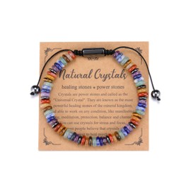 GEHECRST 7 Chakra Bracelet Gemstone Bracelets Natural Chakra Stones Yoga Bracelet Healing Reiki Energy Therapy Good Luck Gemstone for Men and Women, Gemstone, No Gemstone