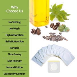 STFOCE 10pcs Organic Castor Oil Pack Wrap for Belly Button, Disposable Castor Oil Pack Belly Wrap, Highly Absorbent Castor Oil Belly Button Cover, Anti Leakage, No Wash, Portable (Oil Not Included)