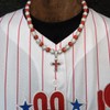 TYQSY 16-18 Inch Baseball Necklaces, Rhinestone Baseball Bead Necklace, Baseball