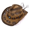 Straw Cowboy Cowgirl Hat for Men Women Wide Brim Hollow