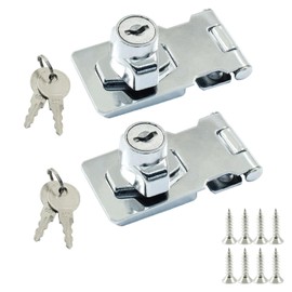 Bivethoi 2Pcs Keyed Hasp Locks 2.5 Inch Twist Knob Keyed Locking Hasp, Stainless Steel Hasp Latches Keyed Different for Small Doors, Cabinets (Sliver)