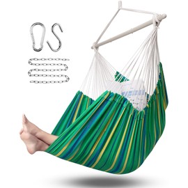 ADVOKAIR Hammock Chair Hanging Chair Rope Swing XXL - Max 500lbs, 70in Large Hammock Swing Chair -Portable Steel Spreader Bar with Anti-Slip Rings-Roomy & Strong