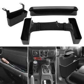 LitMiRaCle Center Console Shifter Storage Box for Jeep Wrangler JL JLU 2018-2022 & Gladiator JT 2020+ 2/4 Door, Center Armrest Box Interior Accessories Organizer Gear Storage Box, Black, 3PCS Set