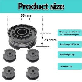 2 PCS Strimmer Spool, 1.65 mm/4.9 m Strimmer String, Trimmer Spool Replacement, Grass Trimmer Wire with Art 23 SL 26 SL, EasyGrassCut 18, 23, 26, 18-230,18-260, Grass Trimmer