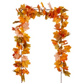 AWARDSEN 13 FT Fall Garland 2pc Autumn Maple Leaf Garlands for Mantle Thanksgiving Fireplace Fall Decor Artificial Autumn Leaves Vines for Proch Outdoor Decor