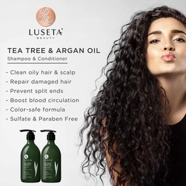 Luseta Tea Tree Oil Conditioner - Natural Anti Dandruff Treatment for Dry and Damaged Hair, Sulfate Free & Safe for Color Treated Hair 33.8oz