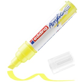 edding 5000 Marcatore Acrilico Largo, Giallo Fluorescente, 1 Marcatore a Vernice Acrilica, Punta Scalpello 5-10Mm, Pennnarello Acrilico per Disegno Su Tela, Carta, Legno, per Sassi/Ciotoli