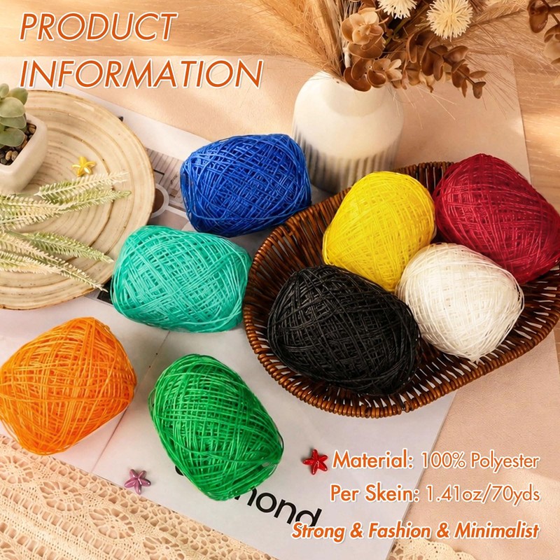 2 Skeins Polyester Plastic Yarn Hand-Knitted Yarn-05#Black