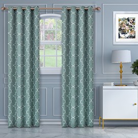 SUPERIOR Imperial Trellis Blackout 2 Panel Curtains (52X84)-Teal