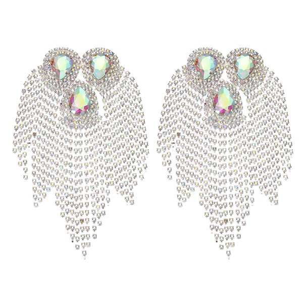 PATIKIL 7.1 Inch Rhinestone Patches, 2 Pcs Droplet Shape Applique