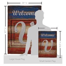 Breeze Decor FK130126-BO V Initial Americana Patriotic Decorative Vertical Kit, House & Garden Flags Set w/Flagpole, Multi-Color