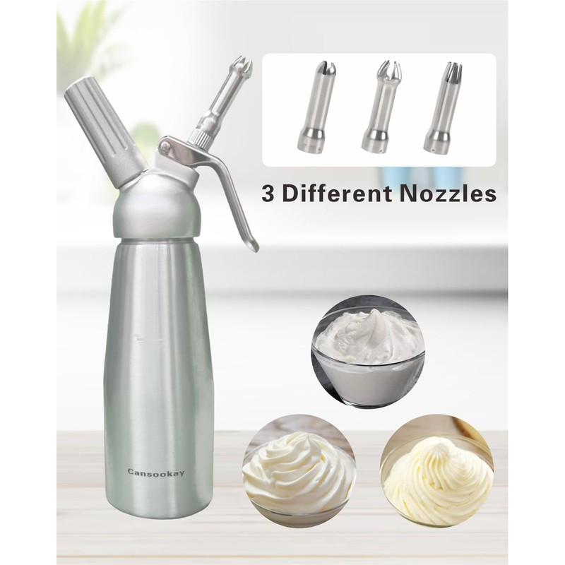 Cansookay Professional Whipped-Cream Dispenser,500mL/ 1 Pint Whipped Cream Maker with