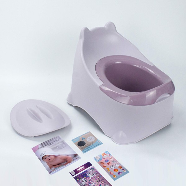 BISOO Pot Bebe Toilette - Petit pot Bébé avec 3 Cadeaux pour Faciliter l'Apprentissage de la Propreté chez l'Enfant - Urinoir Facile à Nettoyer et Ergonomique - WC Enfant de Couleur Amusante (Rose)