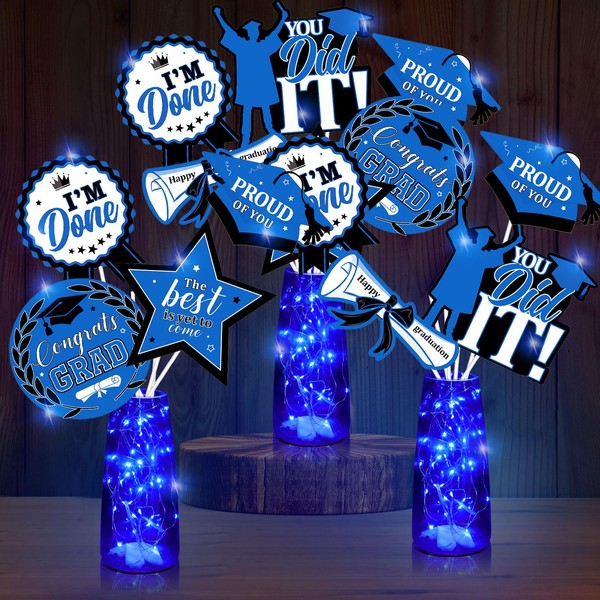 Skyygemm 36 Set Graduation Party Decorations Blue Black Graduation Table