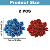 2PCS Peony Flower Embroidery Sew on Patches, Red and Blue