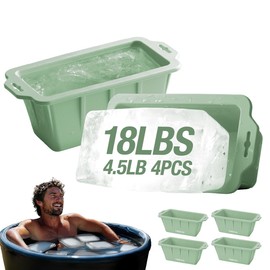 XL Ice Block Mold for Cold Plunge (4 PCS) - Can Make 18 LBS Ice Cube, Reusable Ice Cube Trays for Indoor & Outdoor (Green, 4pcs(18lbs))