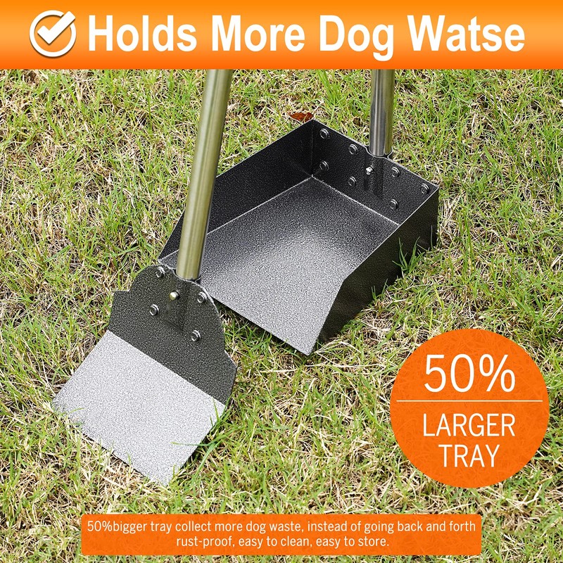 LUFFWELL Dog Pooper Scooper for Large Dogs, Metal Aluminum Tray
